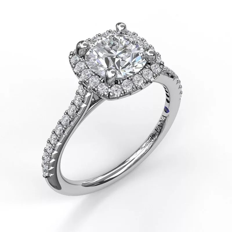 14K White Gold Contemporary Round Diamond Engagement Ring