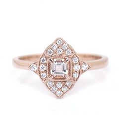 14K Rose Gold Vintage Style Morganite & Diamond Ring