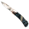 Santa Fe Stonework Copper & Brass Damascus Blue Mammoth Tooth Pocket Knife