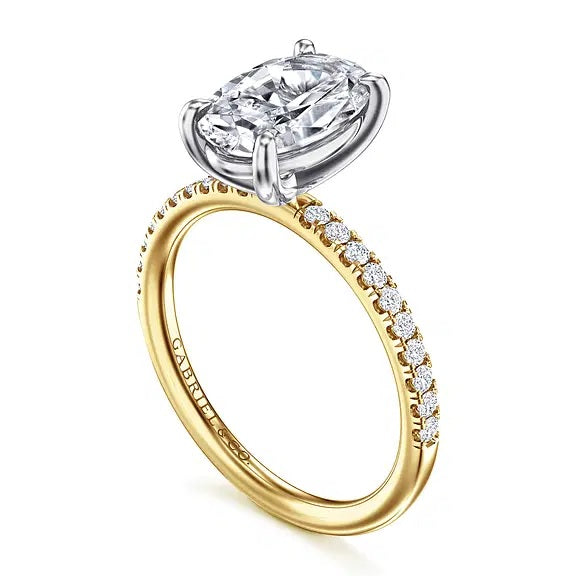 14K Gold Twain Holds Oval Diamond Accented Engagement Ring S2264848