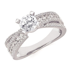 14K White Gold 1/2CT Diamond Crossover Semi-Mount Engagement Ring
