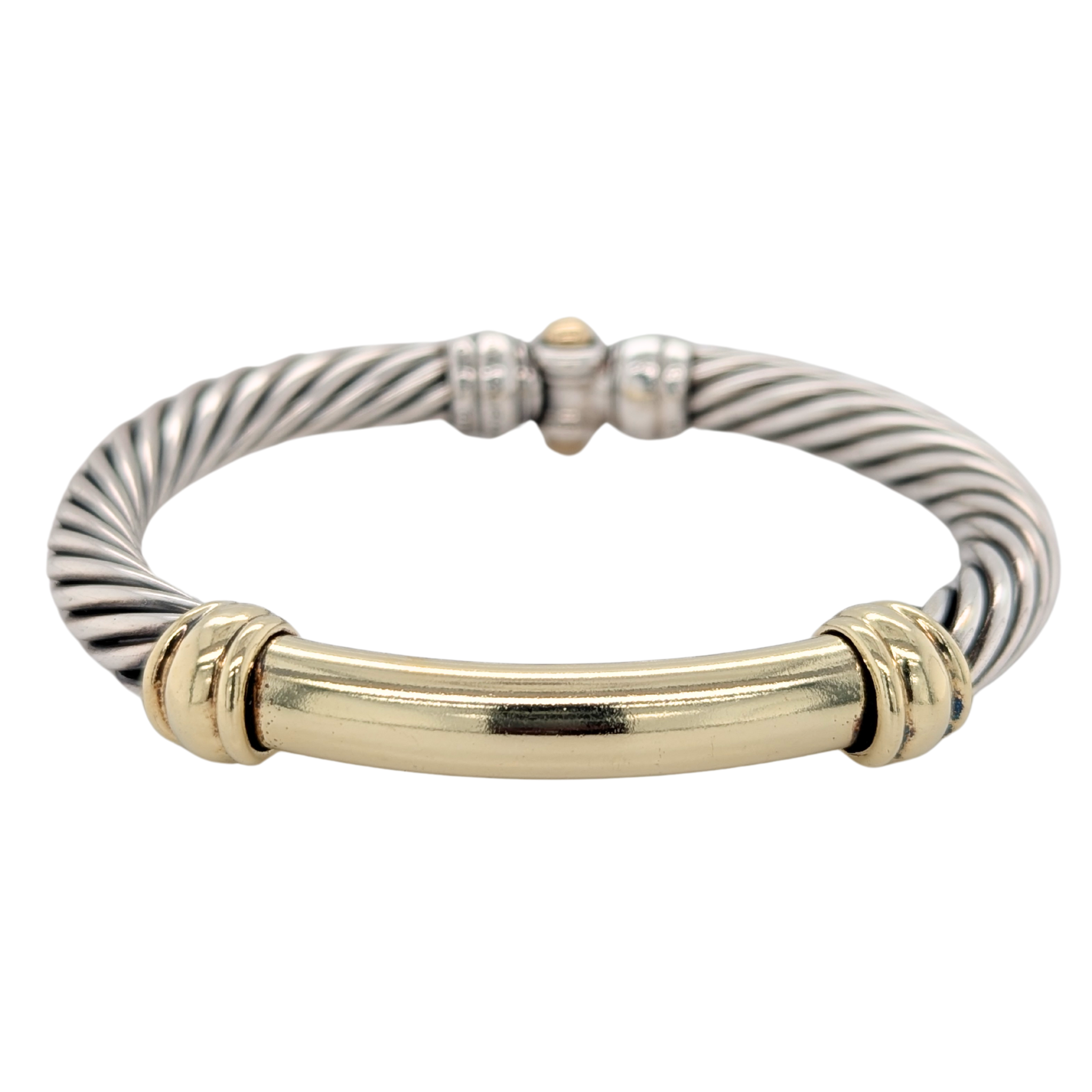 Estate: DY Sterling Silver & 14K Bangle Bracelet