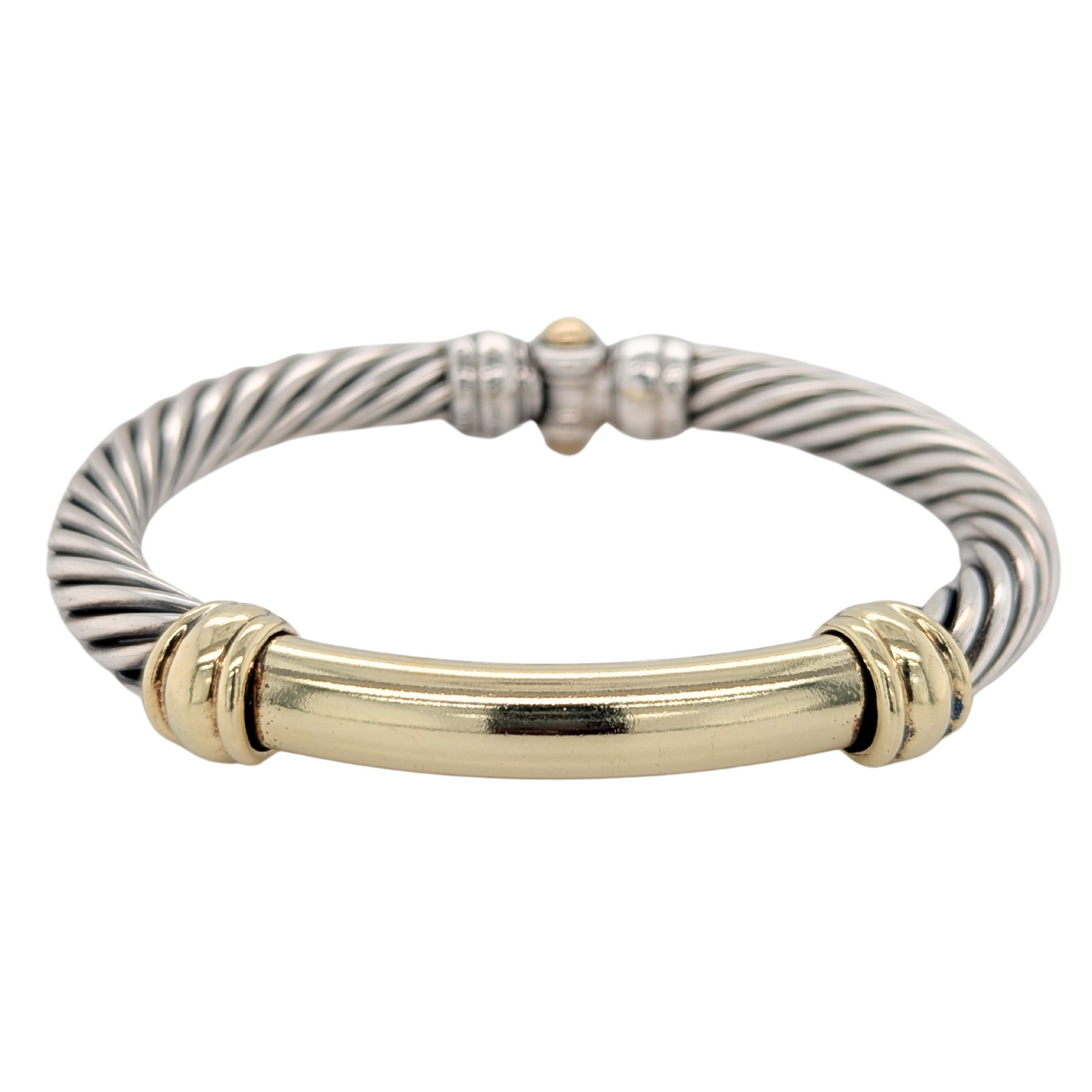 Estate: DY Sterling Silver & 14K Bangle Bracelet