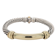 Estate: DY Sterling Silver & 14K Bangle Bracelet