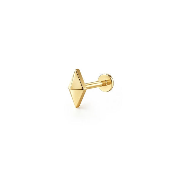 14K YG PYRAMID SINGLE FLATBACK