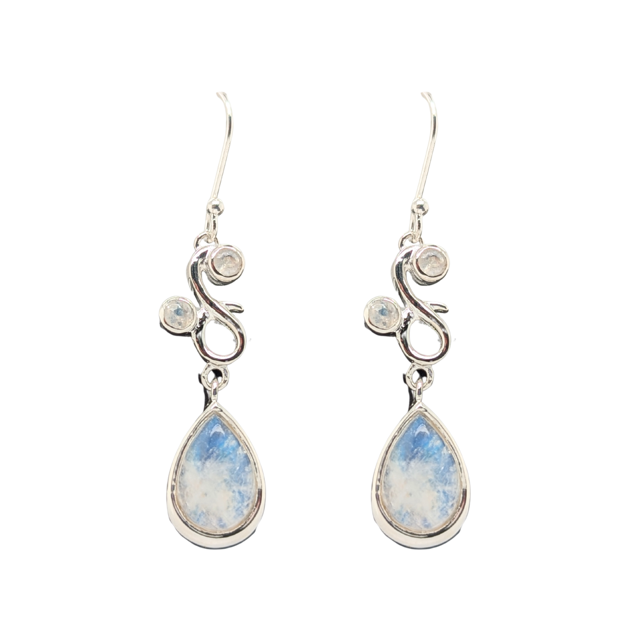 Sterling Silver Moonstone Squiggle Dangle Earrings