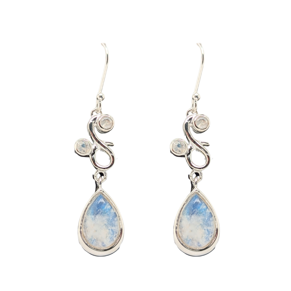 Sterling Silver Moonstone Squiggle Dangle Earrings