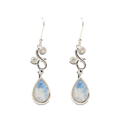 Sterling Silver Moonstone Squiggle Dangle Earrings