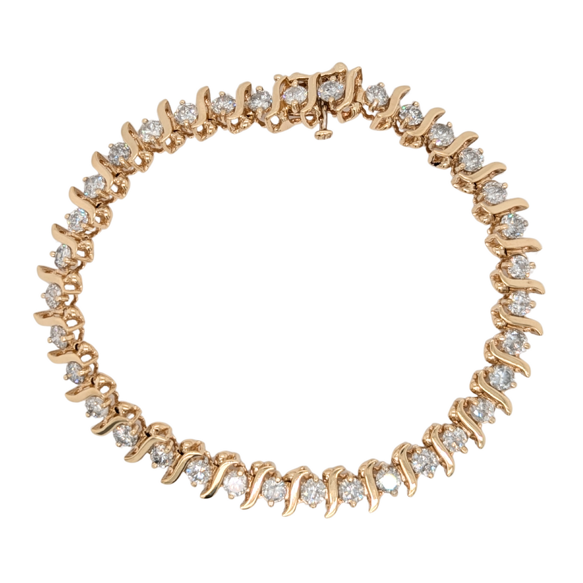 Estate: 14K Yellow Gold 5CTW S Link Diamond Bracelet