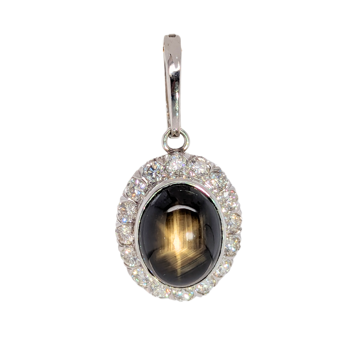 Estate: 18K Black Star Sapphire Enhancer Pendant with 1.60CTW Diamonds