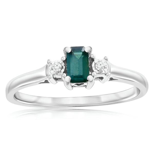 18kt White Gold .23ct Brazil Alexandrite .02ctw Diamond Ring W/Report