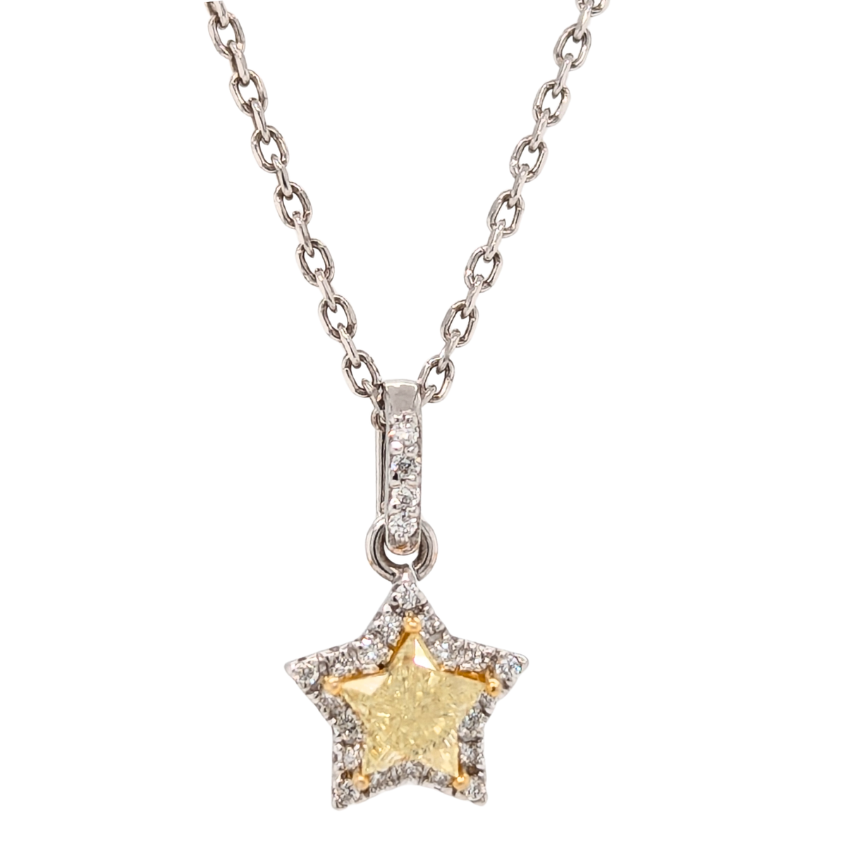 14K Gold Natural Yellow Star Diamond Necklace