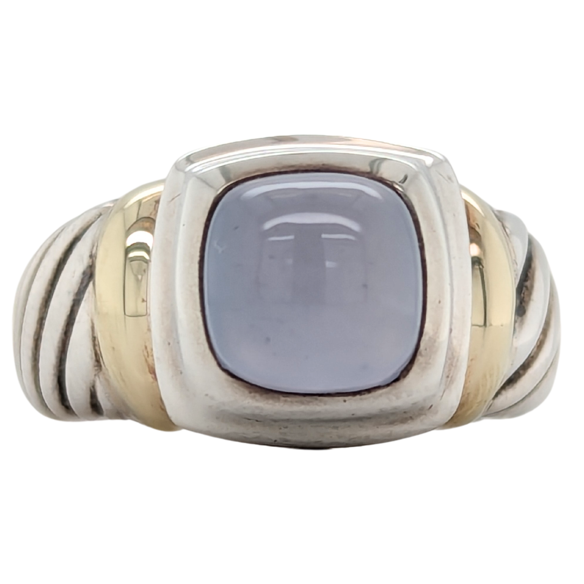 Estate: Sterling Silver + 18K Gold Chalcedony David Yurman Ring