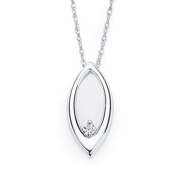 Sterling Silver Vertical Marquise Necklace