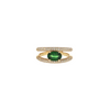 18K YG 1.20CT OVAL TSAVORITE .60CTW PAVE DIAMOND RING