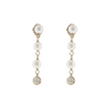 14kt Yellow Gold 3.5-4mm Fresh Water Pearl Lab Grown Diamond Earrings
