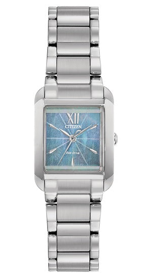 Citizen Eco Drive Bianca Stainless Tank Watch with Mother of Pearl EW5551-56N