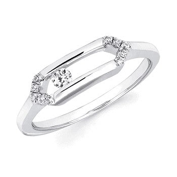 Sterling Silver Floating Diamond Bar Ring