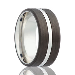 Cobalt 8MM Double Carbon Fiber Inlay Men's Ring - Size 10.5