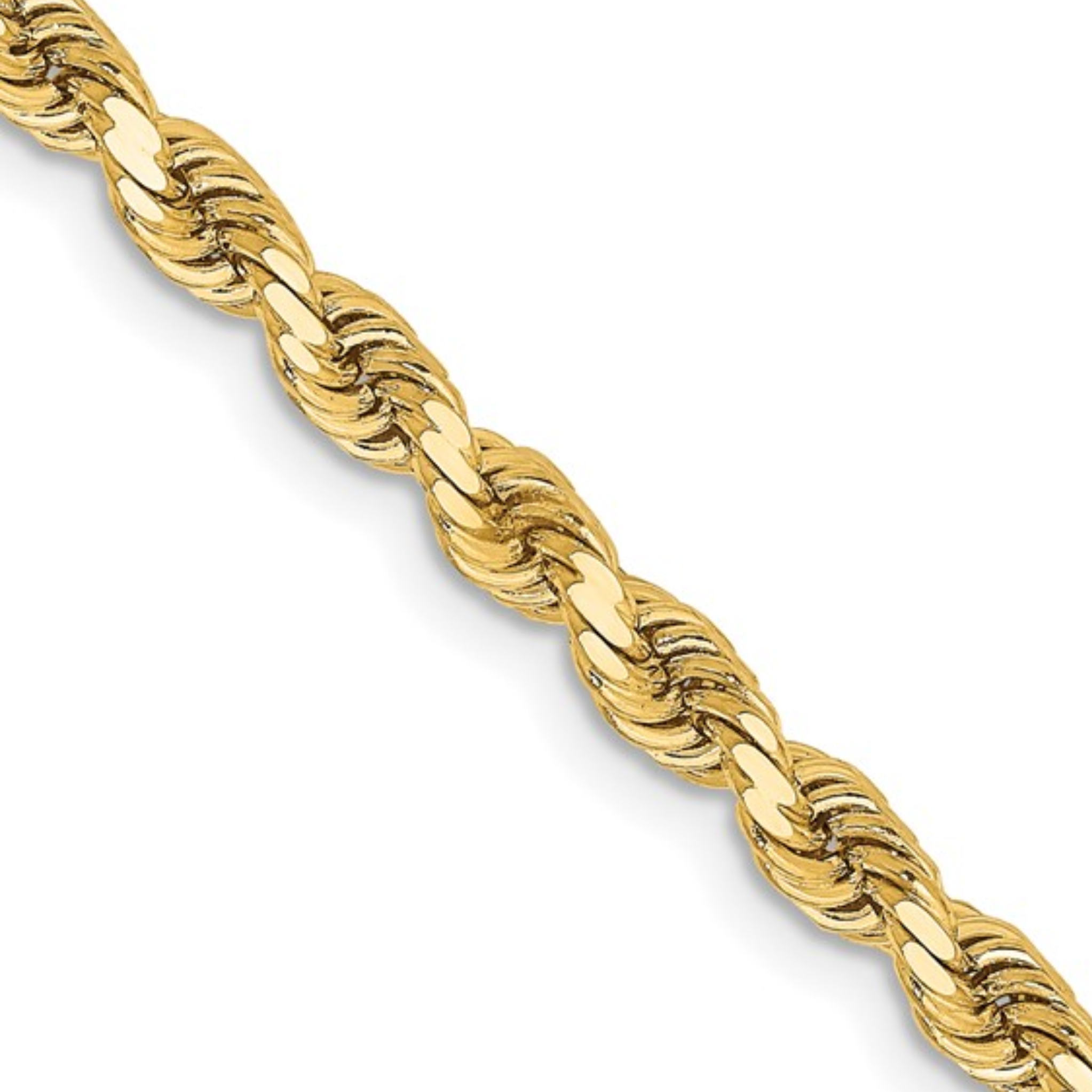 Estate: 14K Yellow 2.25MM Diamond Cut Rope Chain 30"