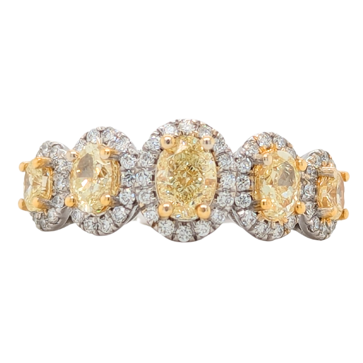 14K Gold 5 Oval Yellow Natural Diamond Ring