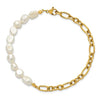 Stainless Steel Gold Plated Freshwater Pearl Bracelet 8.25in