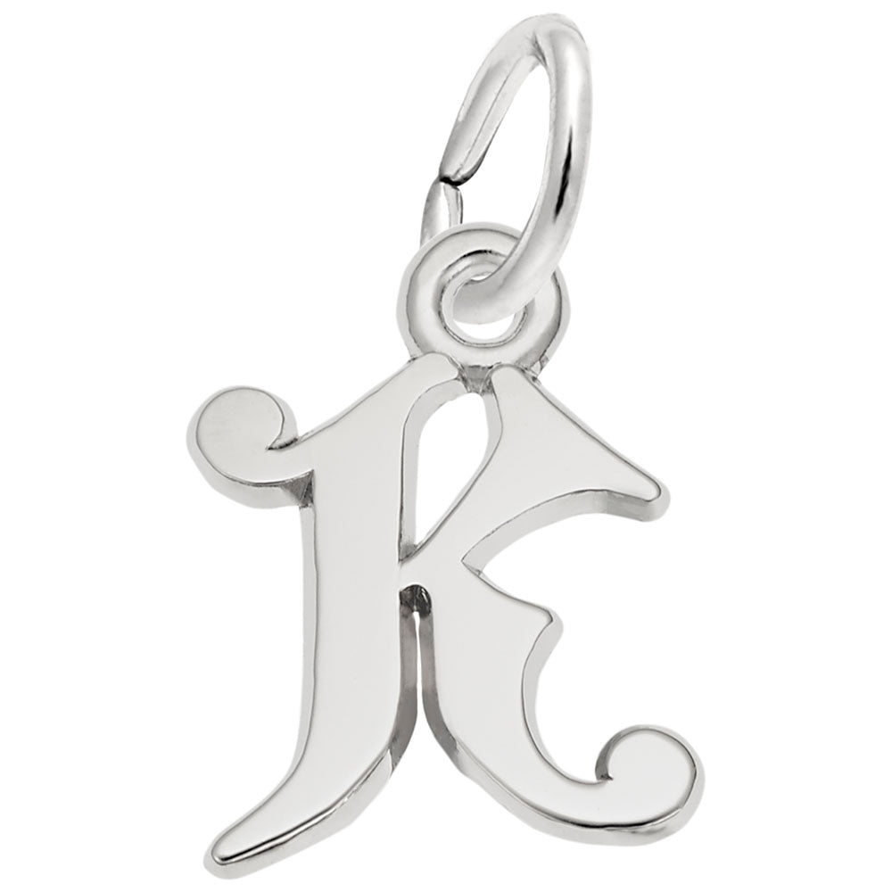 Sterling Silver Initial K Curly Charm