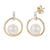 14K gold Pearl Circle Dangle Earrings with Diamonds