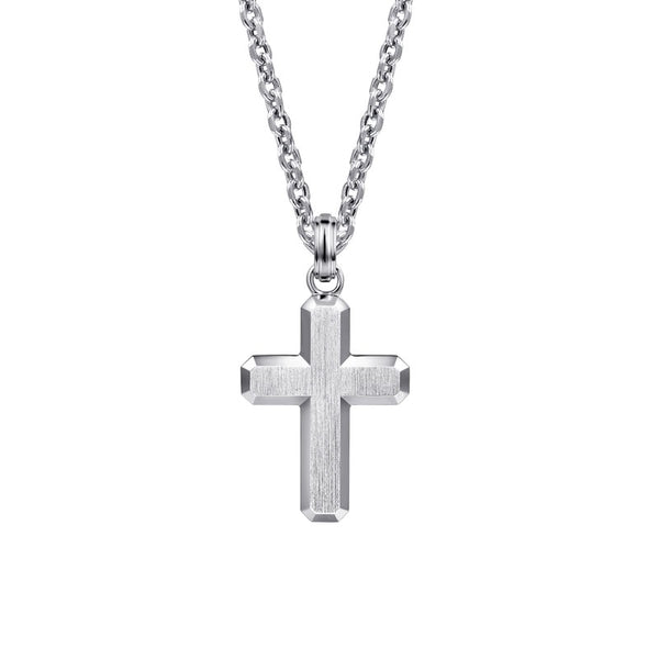 STERLING BRUSHED SILVER CROSS