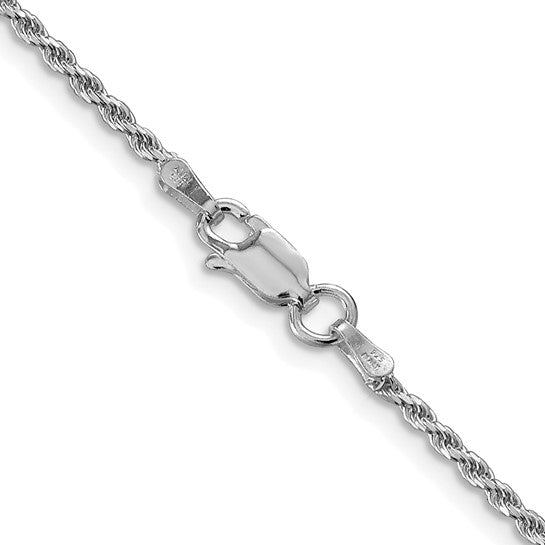 Sterling Silver Rhodium 1.7MM Diamond Cut Rope Chain 16"