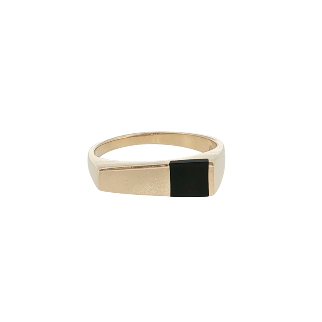 Estate 14kt Yellow Gold Onyx Tapered Ring