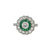 Estate Handmade Platinum .62ct Center 32ctw Diamond and Emerald Halo Ring SZ6