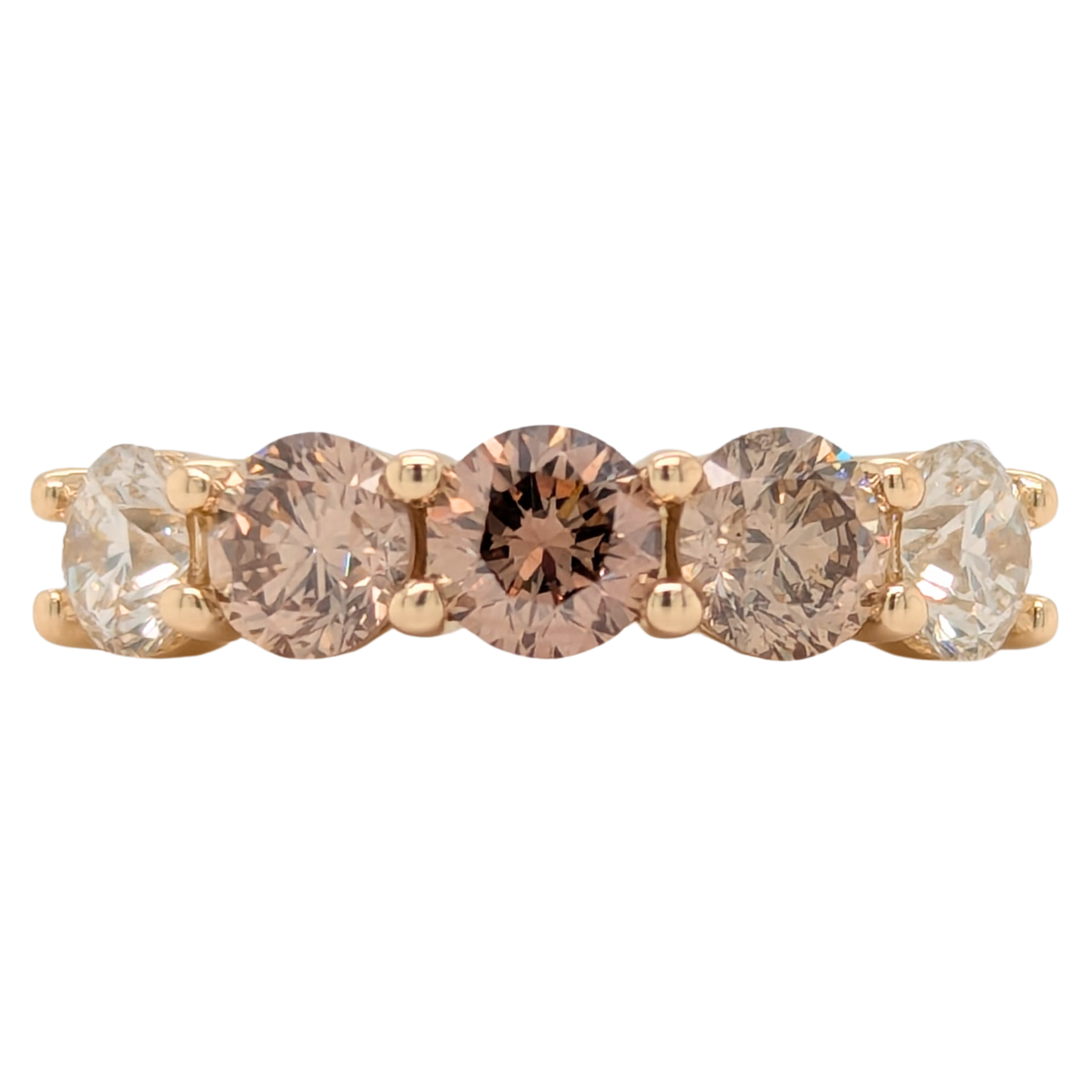 14K  Yellow Gold Desert Diamonds Ombre Anniversary Ring 2CTW