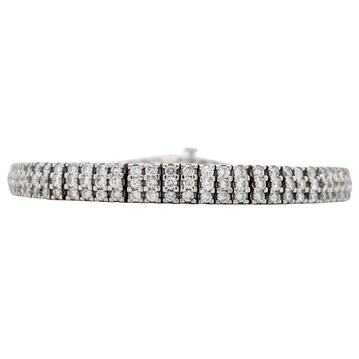 Estate: 18K White Gold 4CTW 3 Row Diamond Bracelet