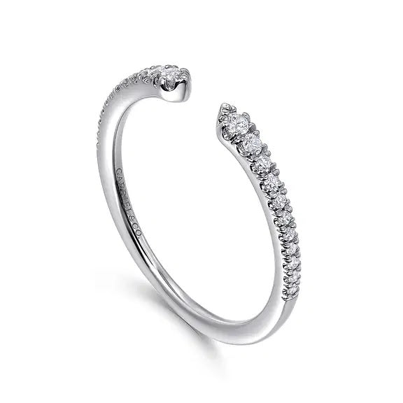 14K Gold White .16CTW Open Front Diamond Ring.