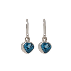 Sterling Silver Blue Topaz Heart Dangle Earrings