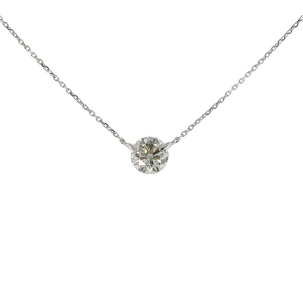 18kt White Gold .81ct Diamond Solitaire Necklace Adjustable 18in