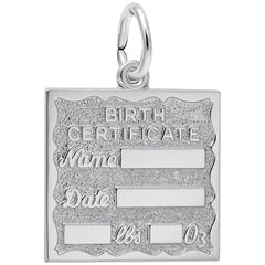 Sterling Silver Birth Certificate Charm