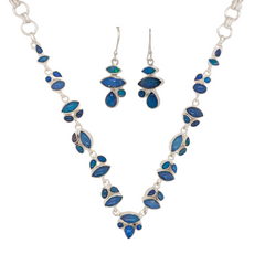 Sterling Silver Eithiopian Opal Necklace & Earring Set