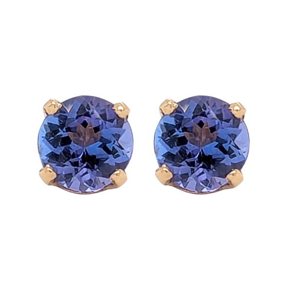 14K Yellow Gold Tanzanite Prong Set Stud Earrings