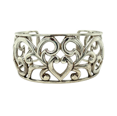 Estate Sterling Silver Heart Cuff Bracelet