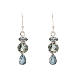 Sterling Silver Prasiolite Blue Topaz Dangle Earrings