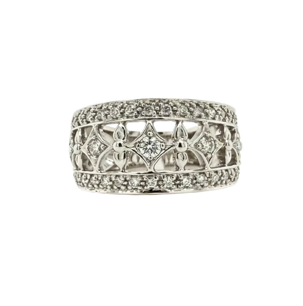 Estate 14kt White Gold .50ctw Diamond Open Band