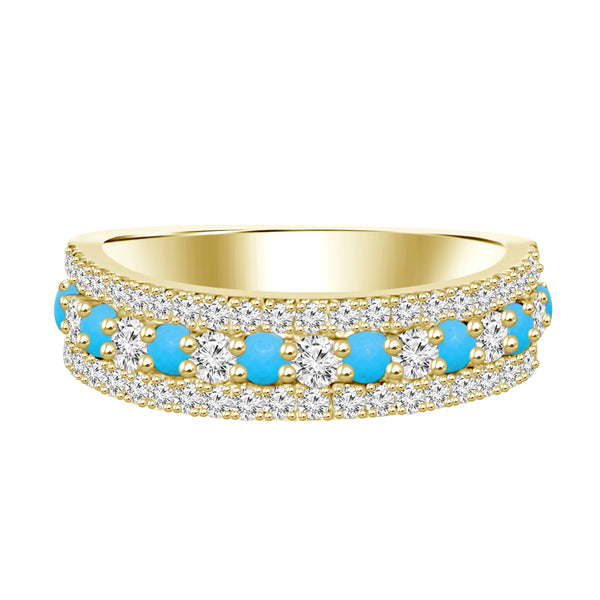 18K Yellow Gold Turquoise & Diamond Ring