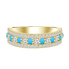 18K Yellow Gold Turquoise & Diamond Ring