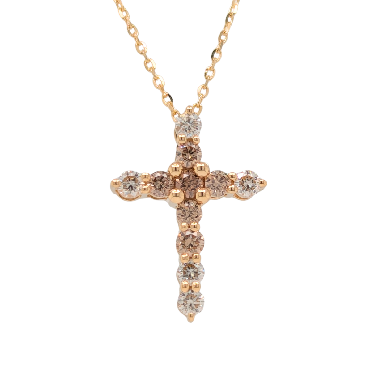 14K Yellow Gold Desert Diamonds Cross Necklace 1/2CTW