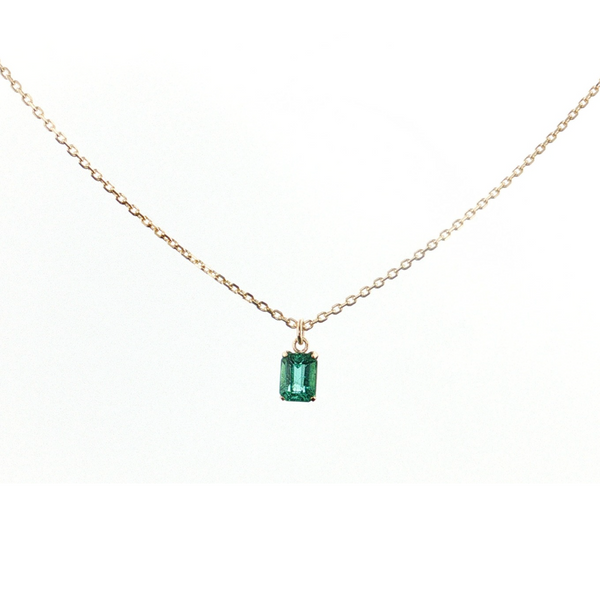 18kt Yellow Gold .23ct Emerald Adjustable Necklace.
