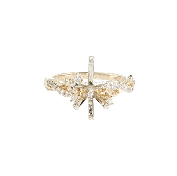 14K YG .21CTW G-H SI1/SI2 INFINITY MILGRAIN SEMI MOUNT