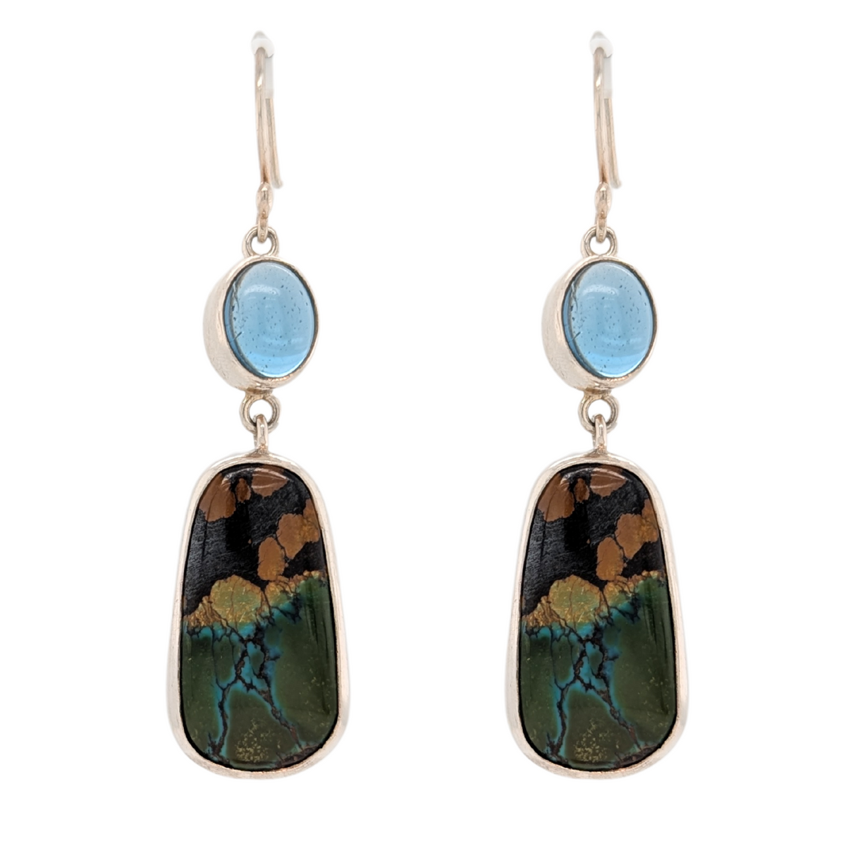 Sterling Silver Blue Topaz & Turquoise Dangle Earrings