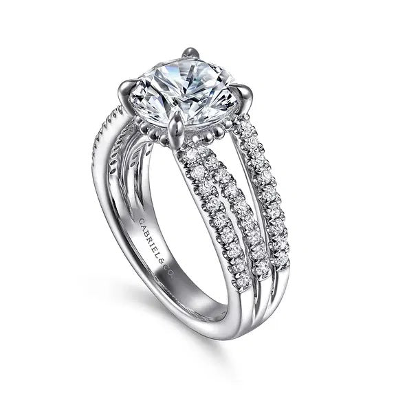 14K Rivah Triple Split Shank 3CT Center Engagement Ring Semi-Mount S2086953